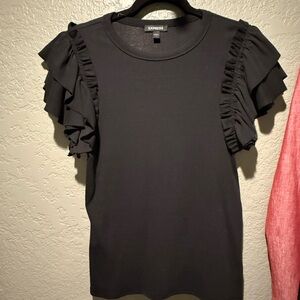 Express Elegant Black Ruffle Sleeve Blouse